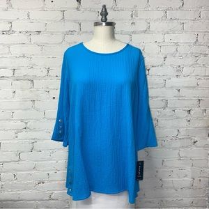 2107 Yushi Crinkled Tunic - Turquoise